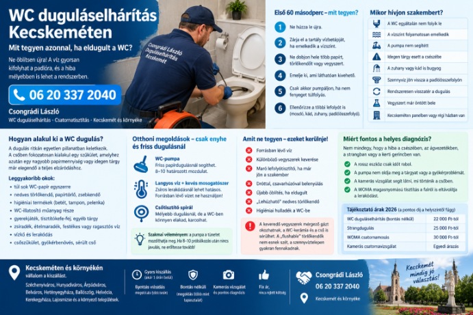 WC duguláselhárítás Kecskemét